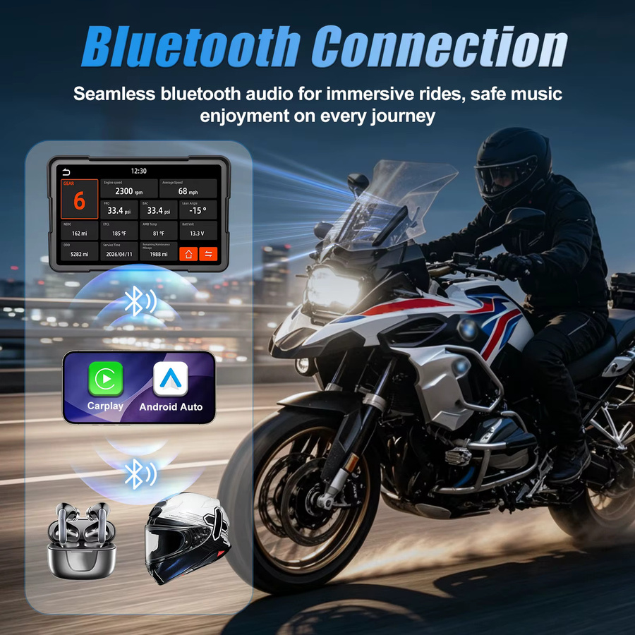 LBW Tragbares GPS-Navigationssystem für BMW Motorrad mit CarPlay und Android Unterstützung, Smart Display Armaturenbrett Zubehör, Schwarz - Bild 4