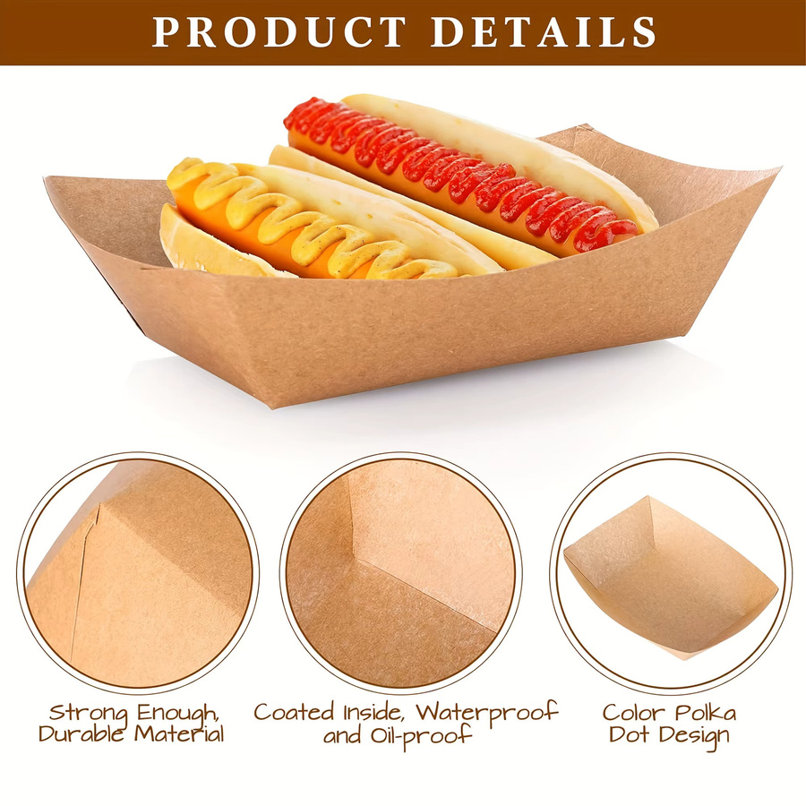 Einweg Kraft Papier Schalen in Bootform für Dessert und Snacks, braun, 100 Stück - Bild 3