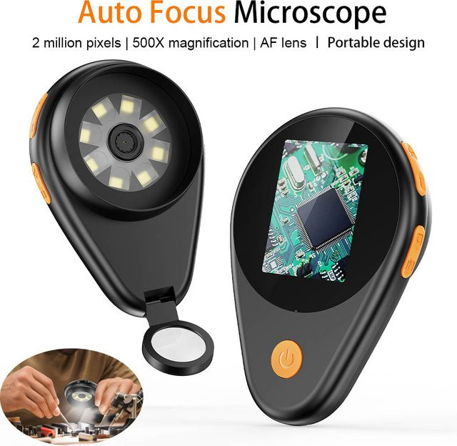 ANESOK Digitale Mikroskop Lupe, Autofocus, 500x Vergrößerung, Schwarz - Bild 1