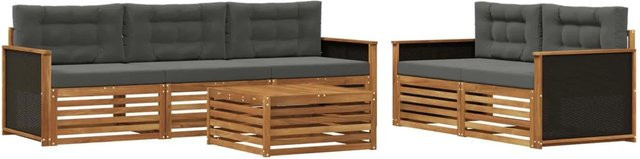 vidaXL Outdoor-Sofagarnitur aus Akazienholz mit 6 Teilen in Anthrazit und Natur - Bild 1