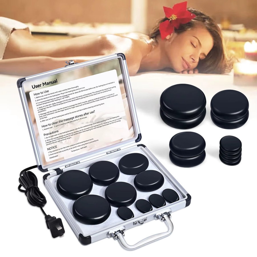 HolistHeal Hot Stone Massage Set, Schwarz, 33 g - Bild 2