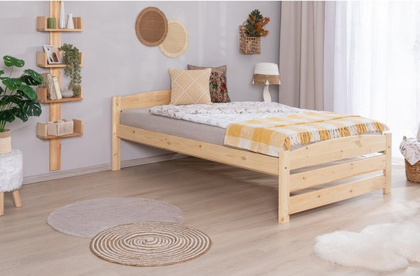 TiCAA Stauraumbett Loni Seniorenbett aus Massivholz Kiefer in Beige