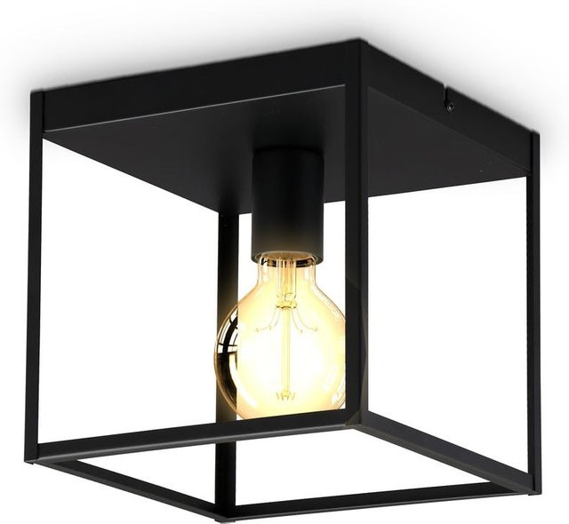 B.K.Licht Deckenleuchte im Industrial-Design, Schwarz Matt, Metall, 1 x E27 max. 60W - Bild 1