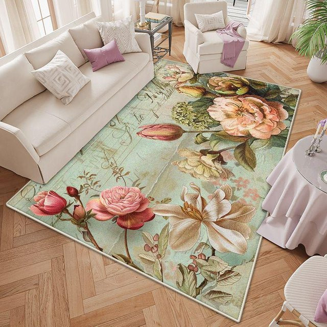 Karpetti Teppich mit Blumendesign, modern und rutschfest, B/T: 90 x 60 cm, mehrfarbig - Bild 1