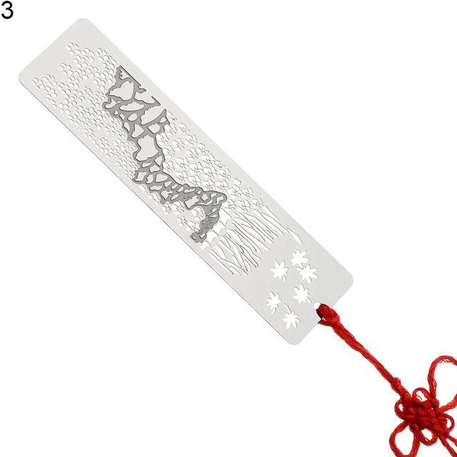 Edelstahl Lesezeichen im chinesischen Stil mit rotem Knoten in Rot von Yiran Furniture - Bild 1