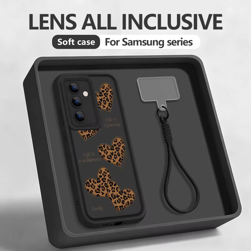Samsung Handyhülle mit Lanyard und Leopardenmuster-Herzen in Blau für Galaxy S26 S25 S24 S23 S22 Ultra FE A57 A56 A55 A37 A26 A16 - Bild 2