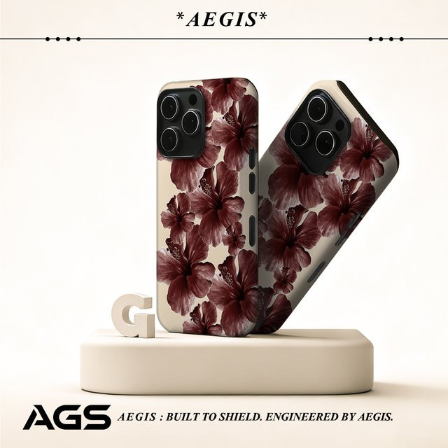 Robuste doppelschichtige Magnet-Handyhülle mit Blumenmuster für iPhone 17 16 15 14 13 Pro Max Plus in Rot von Potdemiel - Bild 1