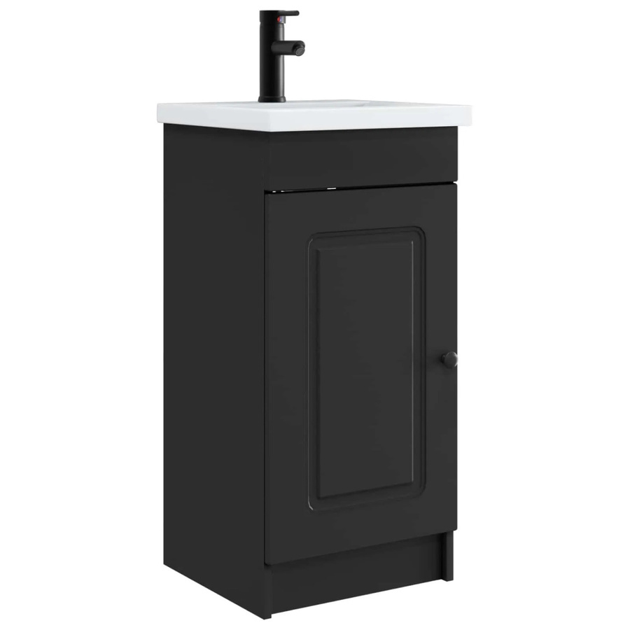 vidaXL Badezimmerschrank mit Waschbecken in Schwarz, modern und matt, B/T/H: 42 x 40 x 84,5 cm - Bild 2