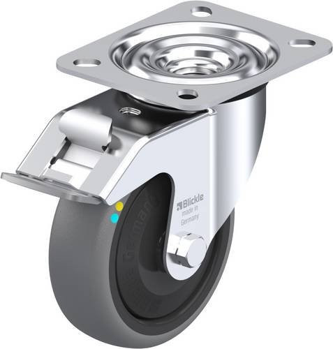 Blickle Lenkrolle LE-TPA 102KFD-FI-ELS mit Feststeller, Rad-Durchmesser: 100 mm, Tragfähigkeit: 70 kg, Farbe: Silber/Schwarz/Grau - Bild 1