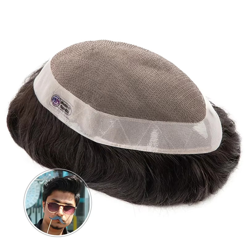 Addbeauty Haar Toupet, Echthaar Perücke, Gerade Welle, Herren - Bild 1