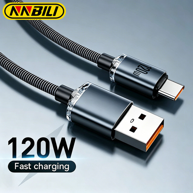 NNBILI USB Typ-C-Kabel 6A 120W Schnellladekabel und Datenkabel in Lila für Realme Huawei P40 Pro Samsung OnePlus und Poco F3 - Bild 1
