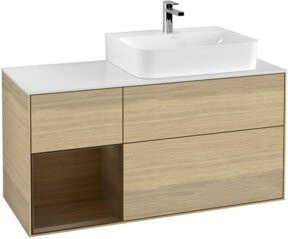 Villeroy & Boch Finion Waschtischunterschrank mit Abdeckplatte in Walnussfurnier, Breite: 120 cm - Bild 1