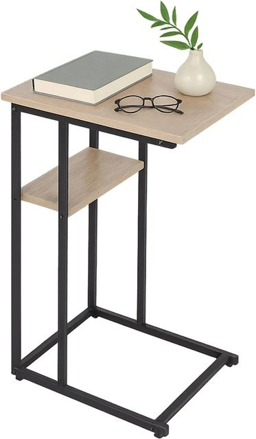 Relaxdays Beistelltisch in Holzoptik mit 2 Ablagen aus MDF und Eisen, Schwarz, B: 60 cm, T: 40 cm, H: 30 cm - Bild 1