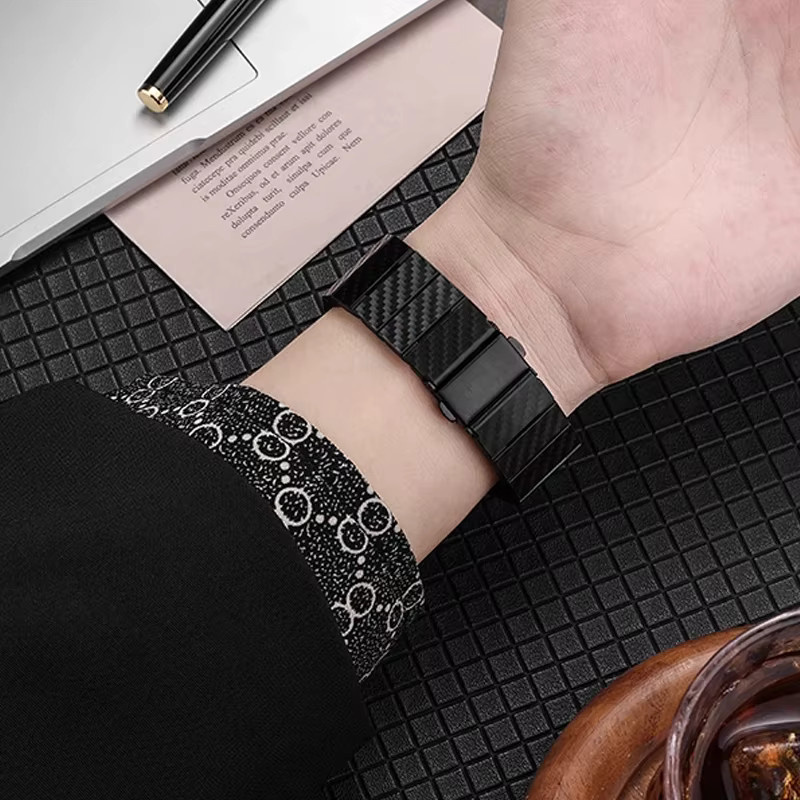 Uhrenarmband Carbon Faser, Schwarz, Unisex - Bild 4