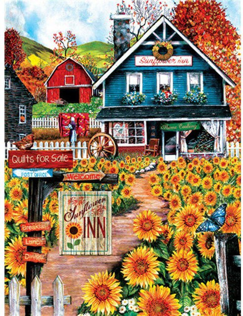 FIYO Diamond Painting Set Sonnenblume Landschaft, Motiv Blume in Schwarz und Multicolour, B/H: 30 x 20 cm - Bild 1