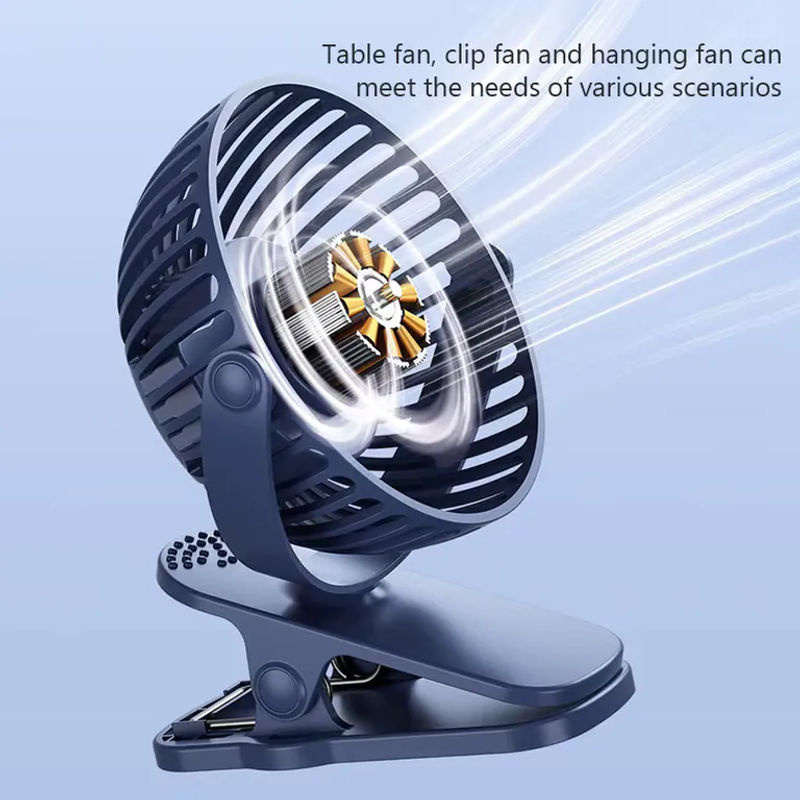 YTYIN Mini Clip-Ventilator in Weiß, wiederaufladbarer USB-Ventilator mit 3 Geschwindigkeiten und leiser Kühlfunktion für Zuhause, Büro und unterwegs - Bild 5