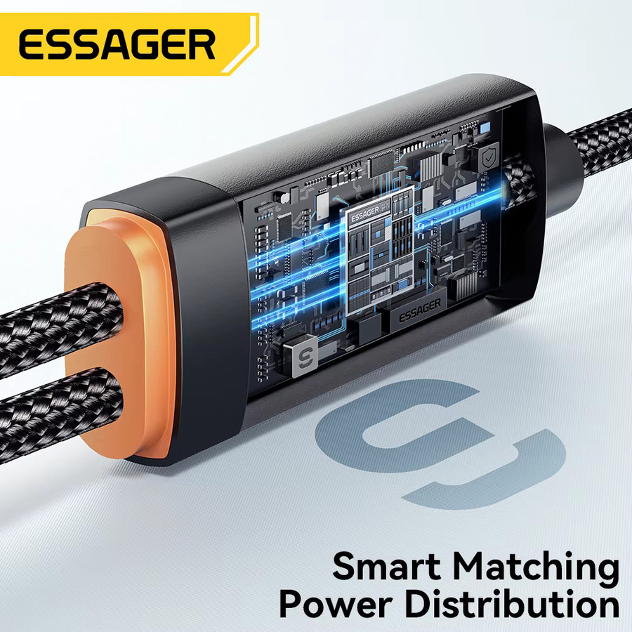 ESSAG 2-in-1 USB-C auf USB-C und Lightning Schnellladekabel mit 100 W PD, Schwarz - Bild 6