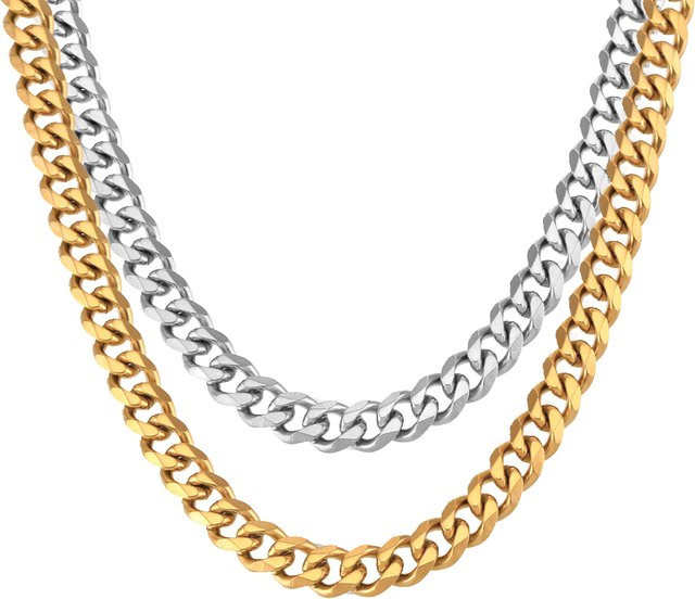 MAGIC ZONE Halskette, kubanische Glieder, Edelstahl, Goldfarbe, 7mm, Unisex - Bild 1