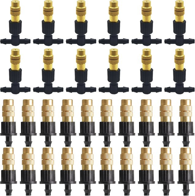 10er Set Einstellbare Garten Micro Sprinkler mit Messing Zerstäuber und PVC Schlauch für Outdoor Bewässerung und Kühlsystem 1/4 Zoll - Bild 1