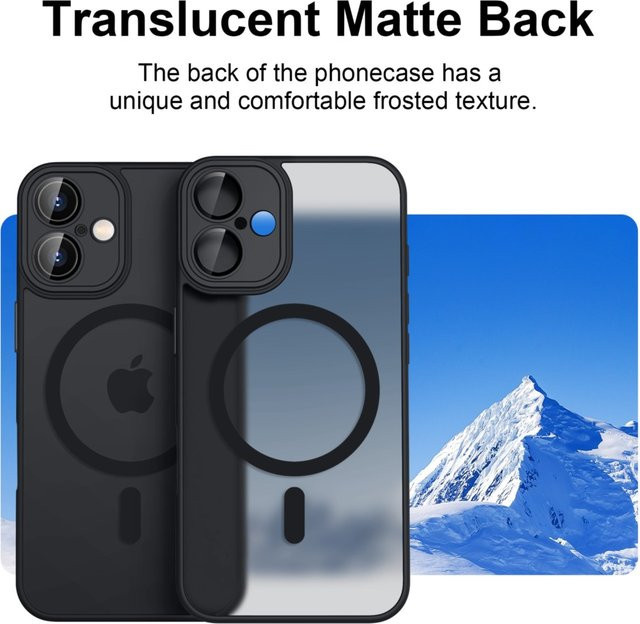 Ricestate MagSafe-kompatible kabellose Ladehülle für iPhone 11 bis 17 Pro Max, magnetisch, matt und transluzent, stoßfest, Farbe: Schwarz oder Transparent - Bild 1