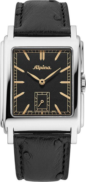 Alpina Herrenuhr Automatik, Edelstahl, 33 mm, Leder, Schwarz, 3 ATM - Bild 1