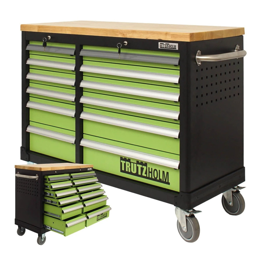 TrutzHolm Werkstattwagen Deluxe in Schwarz mit 12 unbestückten Schubladen und massiver Arbeitsplatte, Breite: 123 cm, Höhe: 92 cm, Tiefe: 46,5 cm - Bild 2