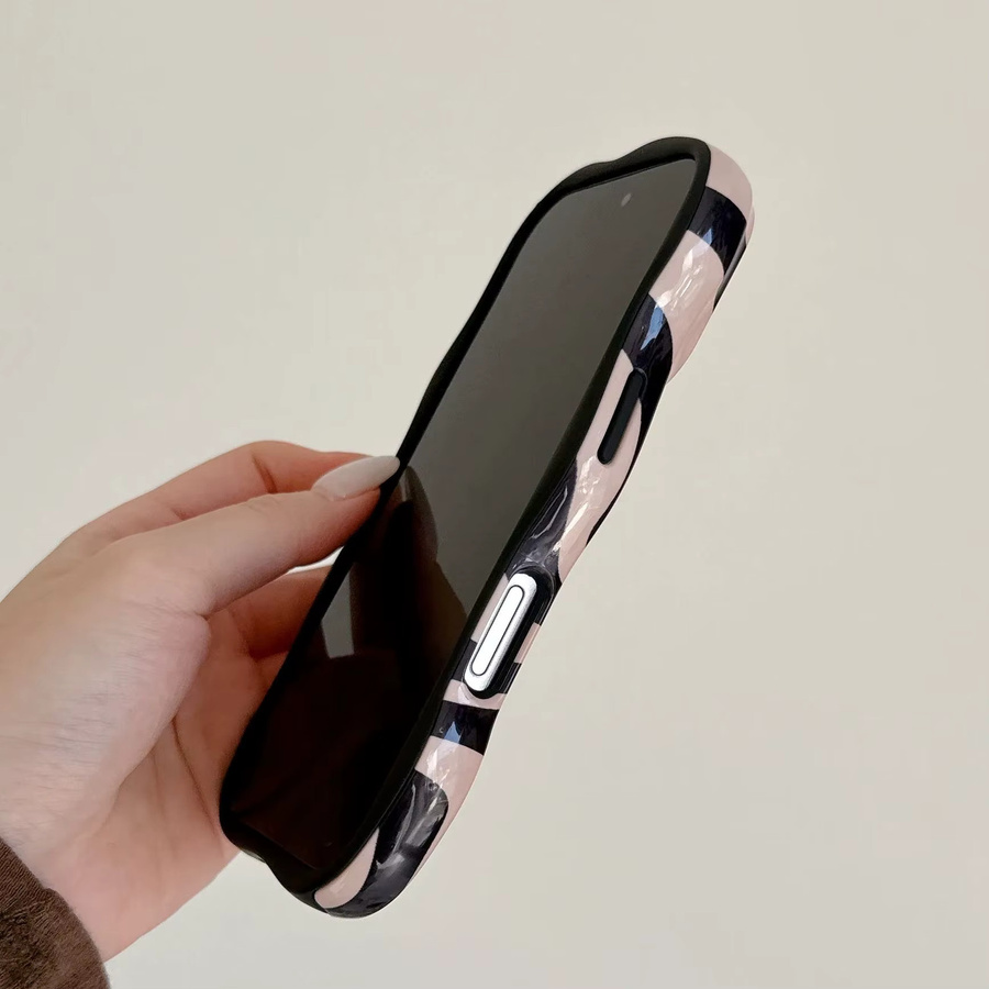 Stoßfeste Schutzhülle mit Wellenmuster für iPhone 17, Air 16, 15, 14 und 13 Pro Max mit geschwungenen Kanten in Grün oder Rot - Bild 2