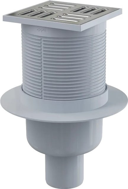 AlcaDrain Bodenablauf mit Edelstahlrost und Kombi-Geruchsverschluss SMART, Farbe: Silber/Grau, B/T: 10,5 x 10,5 cm, Anschluss: 50 mm senkrecht - Bild 1
