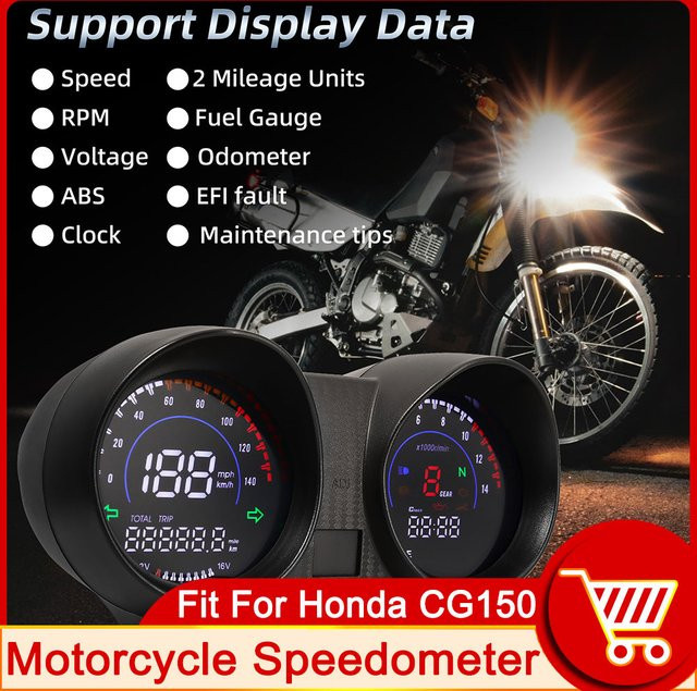 Digitales Motorrad Tacho Display RYSJM für Honda CG150 Titan150 Fan150 mit LED-Anzeige in Schwarz - Bild 1