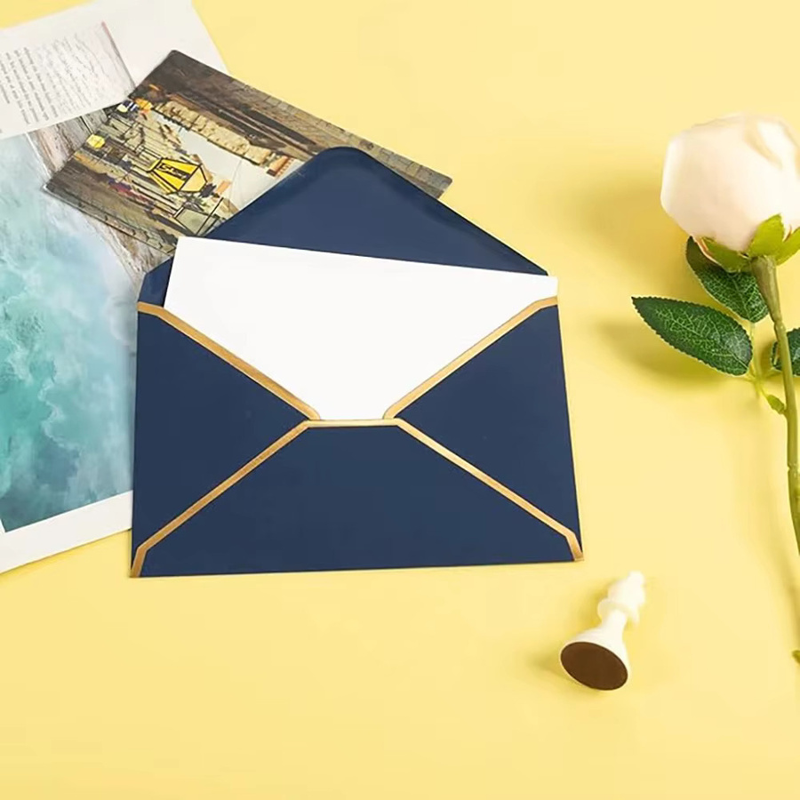 Bview Art 10 Stück geometrische Umschläge aus Goldfolie in Gold und Blau, rautenförmige Papierumschläge mit Klappverschluss für Hochzeits- und Geschäftseinladungen - Bild 3