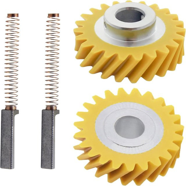 KitchenAid Ersatzteil-Set mit 4 Turbinen und Kohlebürsten für Mixer-Getriebe W10112253 W10380496 kompatibel mit KSM88RBQ2 KSM150 5K5SS - Bild 1