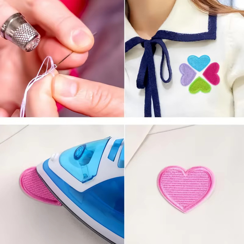 20 Stück FULANG Mini Herz Patches gestickt, Applikationen zum Aufbügeln für DIY Nähen und Handwerk, grün und mehrfarbig - Bild 4