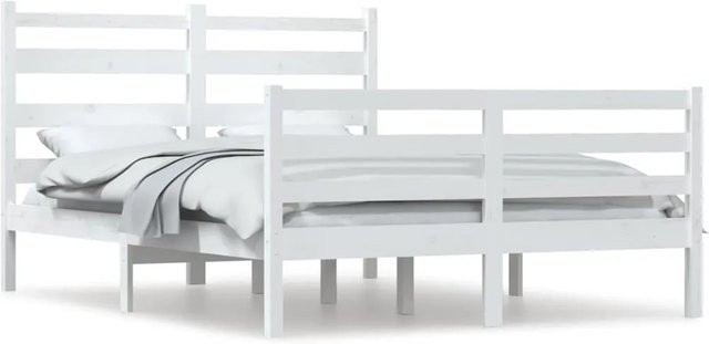 vidaXL Massivholzbett aus Kiefer in Weiß mit rustikaler Optik, B/T/H: 120 x 200 cm - Bild 1
