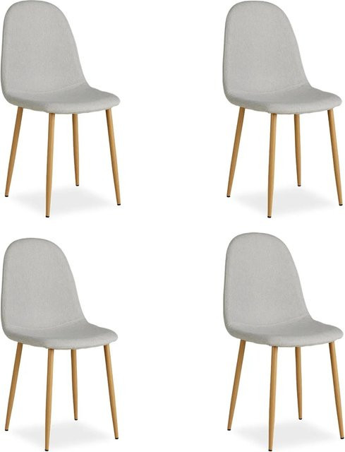 Homestyle4u Esszimmerstuhl 4er Set in Grau mit Polsterung aus Polyester und Metallgestell - Bild 1