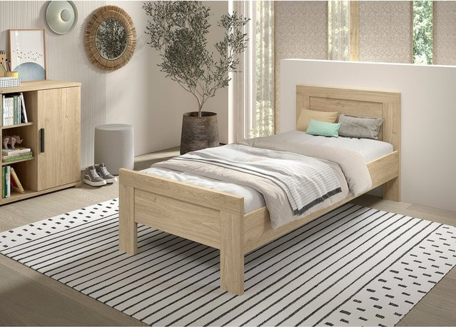 Einzelbett SAM von vipack in Eiche, B/T/H: 90 x 200 cm, ohne Lattenrost - Bild 1