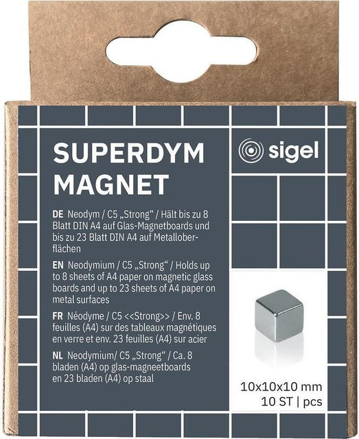 Sigel Neodym Magnet C5 Strong Würfel in Silber, 10 Stück, B: 1 cm, H: 1 cm, T: 1 cm - Bild 2