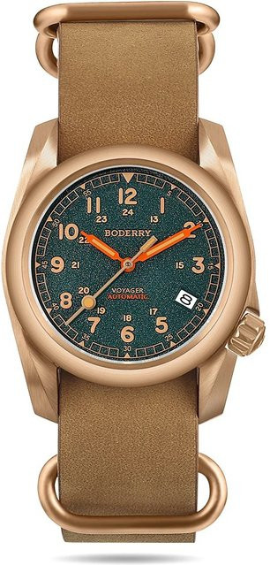 BODERRY Armbanduhr, Automatik, Bronze, 40 mm, Leder, Herren - Bild 1