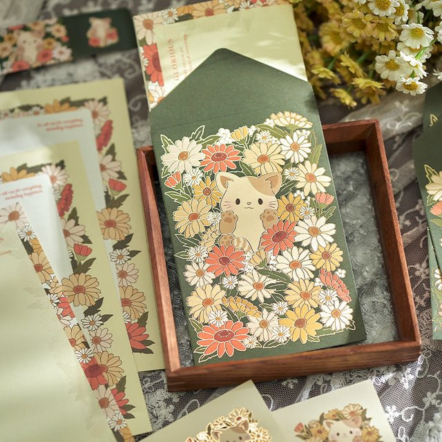 9-teiliges Schreibwaren-Set mit Bär und Kaninchen Motiv für Briefe und Umschläge - Bild 1