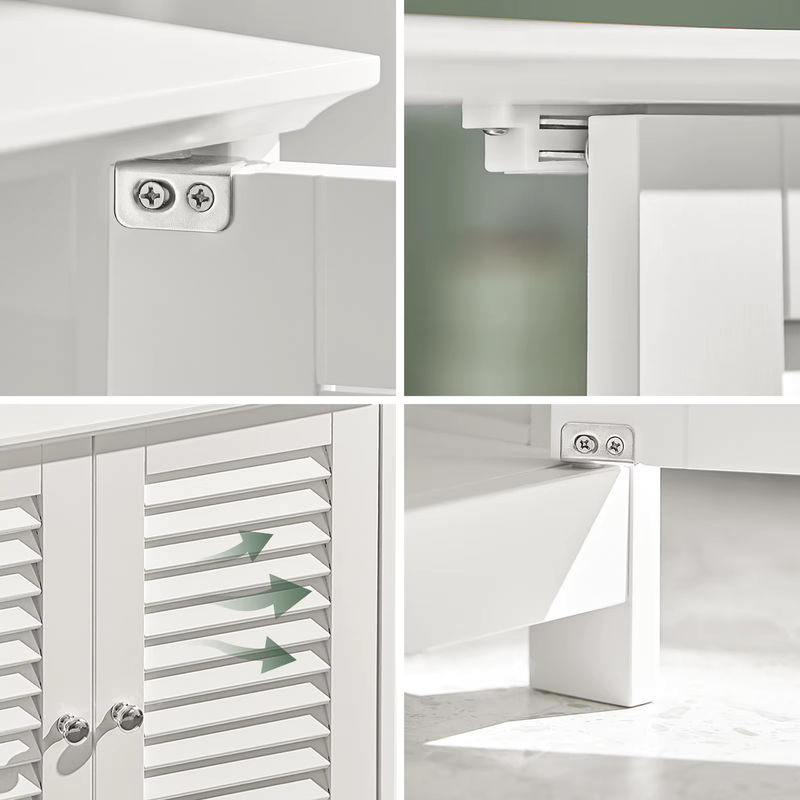 SoBuy Waschbeckenunterschrank FRG237 mit 2 Lamellentüren in Weiß, B/T/H: 60 x 58 x 35 cm - Bild 5
