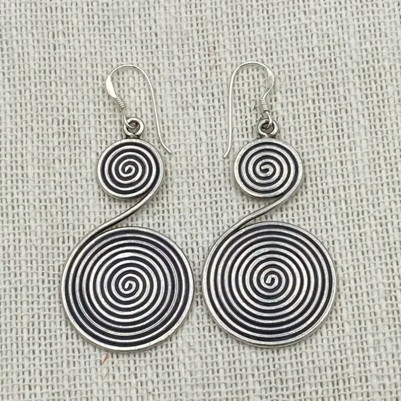 Ohrringe Vintage, silberfarben, geometrische Spirale, Damen - Bild 2