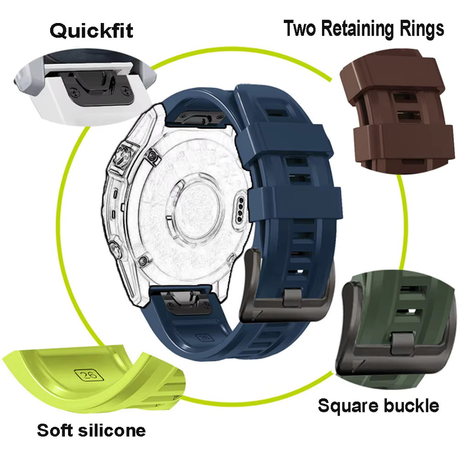 QuickFit Silikon-Armband, 22/26 mm, Garmin Quatix Fenix 8 Descent MK1 MK2 MK2i MK3i - Bild 3