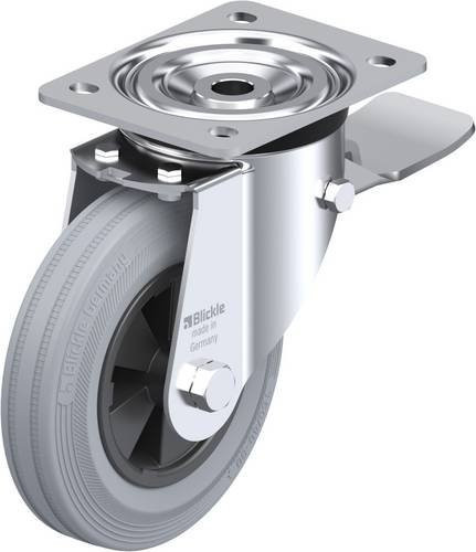 Blickle Lenkrolle L-VPP 160G-ST-SG mit Feststeller in Grau, Silber, Blau oder Schwarz, Rad-Durchmesser: 16 cm, Tragfähigkeit: 135 kg - Bild 1