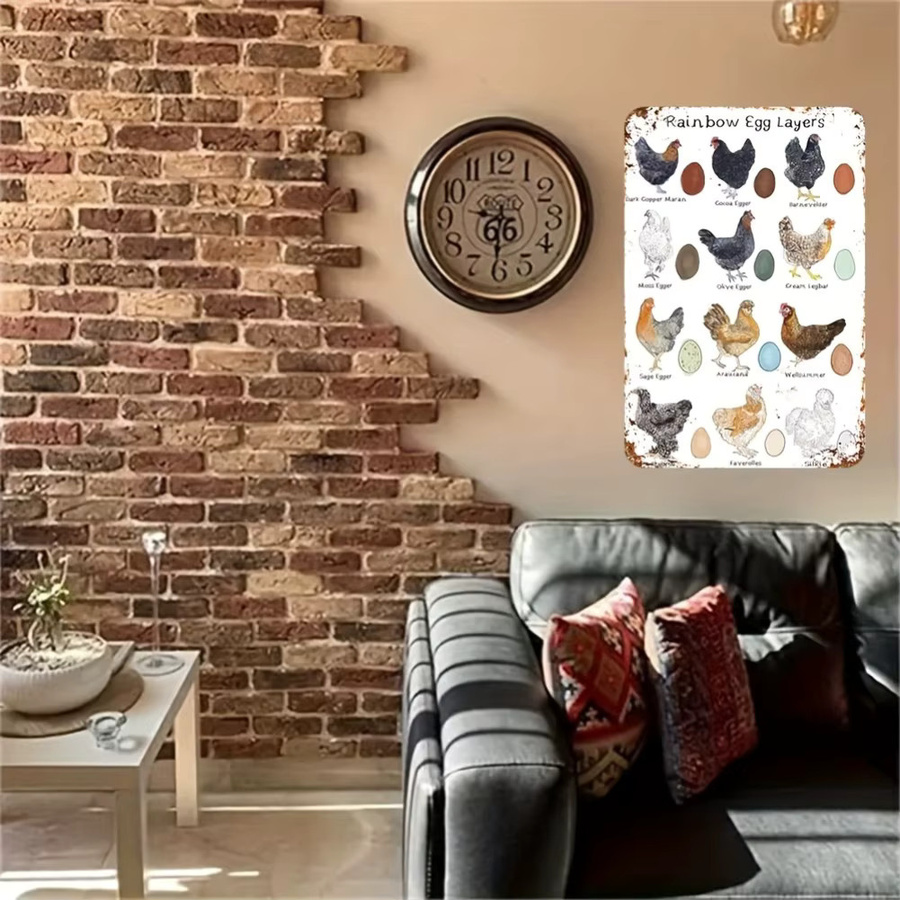 CIFBUY Vintage Chicken Breeds Metallschild mit buntem Ei-Design, rustikale Bauernhaus-Wandkunst aus Metall, B/H: 30 x 20 cm, Mehrfarbig - Bild 3