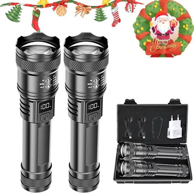 NEWBIRTH LED-Taschenlampe mit Display, wiederaufladbare USB-Taschenlampe mit Teleskop-Zoom - Bild 1