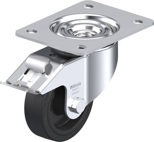 Blickle Lenkrolle LK-POEV 100XR-3-FI mit Feststeller, Rad-Durchmesser: 100 mm, Tragfähigkeit: 200 kg, Farbe: Schwarz/Silber - Bild 1