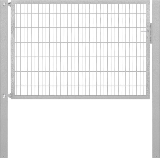Einzeltor Flexo Plus aus Stahl in Silber, B: 200 cm, H: 140 cm, inklusive Pfosten 100 x 100 cm, für Erdbau geeignet - Bild 1