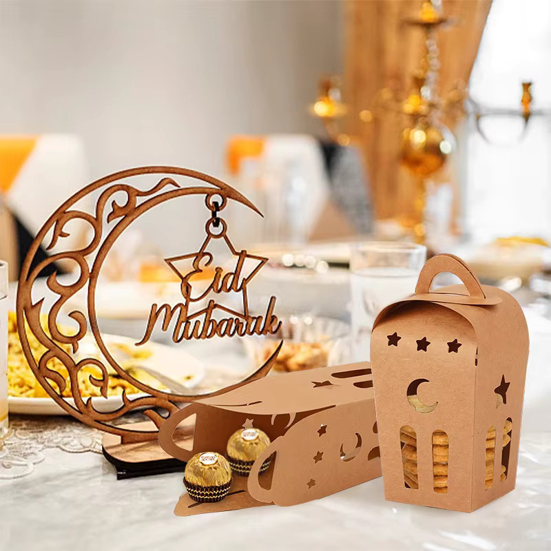 10 Stück Eid Mubarak Geschenkboxen von ZQCXLD aus braunem Kraftpapier mit Griff für Ramadan und Eid Al Fitr Party-Verpackungen - Bild 2