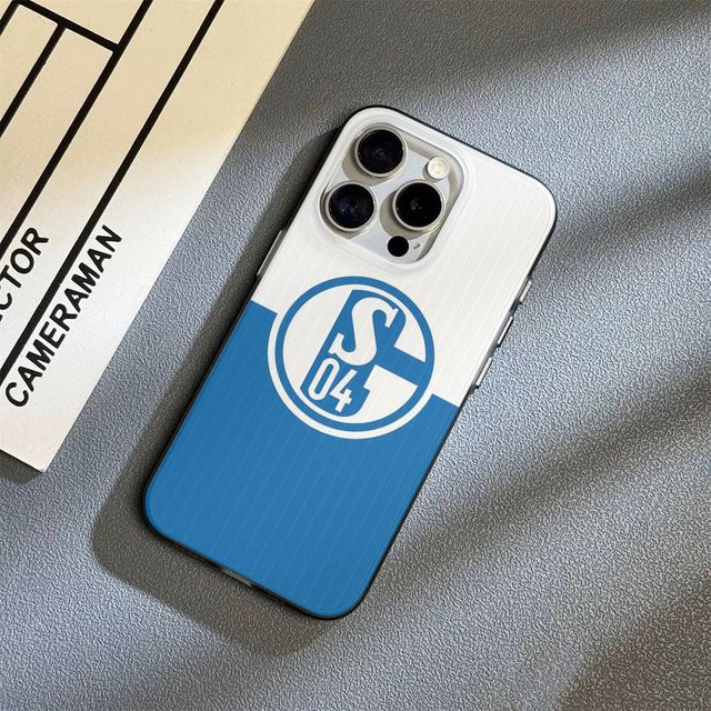 S-Schalke 04 Handyhülle für iPhone 11 bis 17 Pro Max Plus Pro in Blau mit geriffeltem Wellen-Design aus Silikon - Bild 1