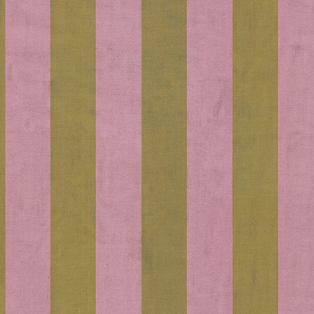 PROFHOME Streifen Tapete Grafisch in Pink, Oliv, Gelb und Grün-Braun, Vlies-Tapete Modern Matt, Breite: 0,53 m, Länge: 10,05 m - Bild 1