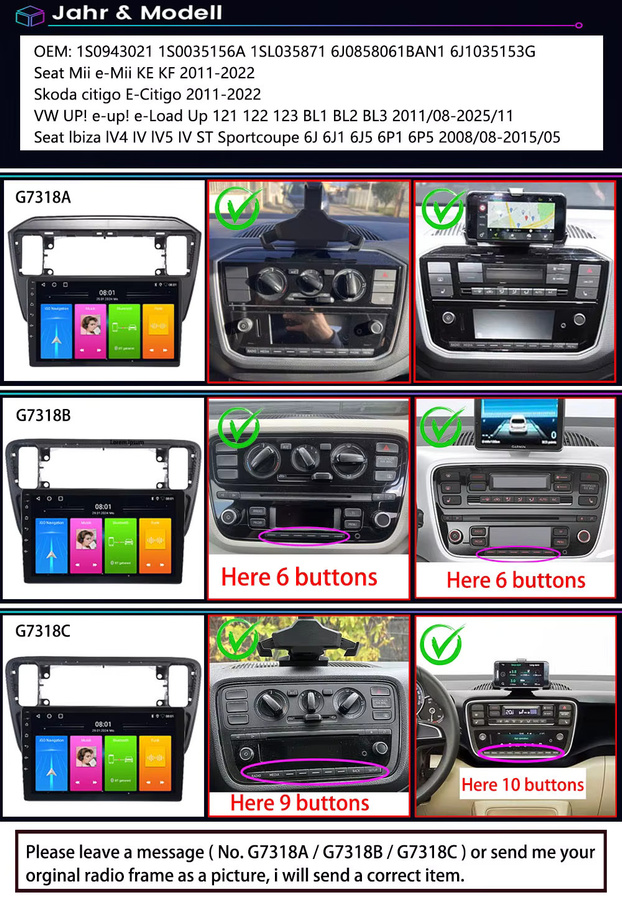 Navinio Android-Autoradio mit Carplay, GPS-Navigation und HD-Rückfahrkamera in Schwarz für Seat Ibiza V 4 Sportcoupe, VW Load UP und E-Up - Bild 1